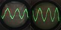 The left shows an unloaded wye - wye system, whereas the right is an unloaded delta - delta system. Notice the overall sine wave quality.